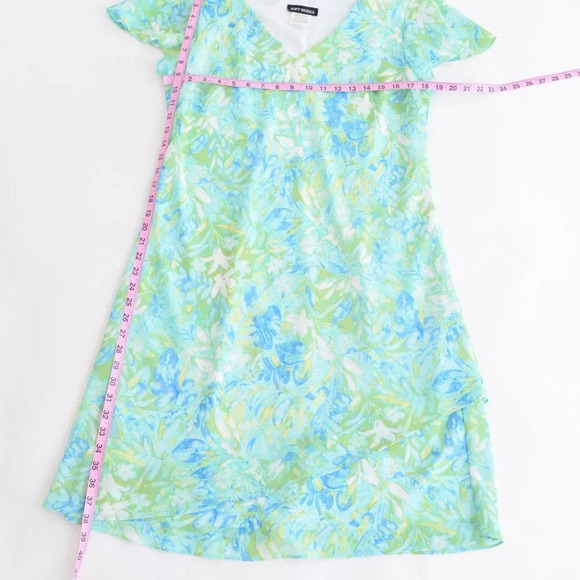 Vintage Soft Works Green and Blue Floral Sun Dress Size 14 - Picture 5 of 13